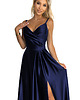 sukienki maxi damskie 299-12 CHIARA elegancka maxi satynowa suknia na ramiączkach - granatowa 6