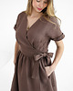 sukienki midi damskie Lniana Sukienka JASMINE DARK CHOCOLATE 2