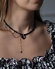 złote naszyjniki Czarny Łańcuszek Damski, Czarny Naszyjnik z Sercem, Zawieszka Swarovski 1