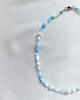 chokery Niebieski krótki naszyjnik choker perły larimar kamienie naturalne 4