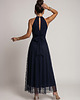 sukienki midi damskie 662-3 Elegancka sukienka wieczorowa maxi halter z tiulem i wiązaniem w talii 6