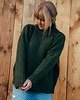 swetry damskie  TAJRA - Oversizowy Sweter z Golfem Zielony Melanżowy 100% Wełny Merino 5