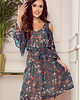 sukienki midi damskie 292-2 MARINA zwiewna sukienka z dekoltem - ZIELONA W KWIATY - XXL 2