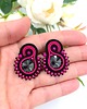 kolczyki soutache Ella kolczyki sztyfty sutasz fuksjowo czarne eleganckie z kryształkiem 1