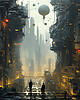 plakaty Futurystyczna Japonia, Cyberpunk - Plakat - Loft, Minimalizm 1