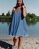 sukienki mini damskie Jedwabna sukienka na ramiączkach, MARINA, OCEAN BLUE 3