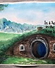 grafiki i ilustracje Norka hobbit obraz akwarela papier 35x50 Władca Pierścieni LOTR film książka 1