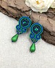 kolczyki soutache Cleo kolczyki sutaszowe kolorowe zielono chabrowe z łezką 2