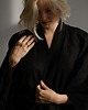 sukienki midi damskie Czarne lniane kimono 2