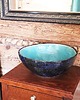 umywalki Umywalka ceramiczna, umywalka turkusowa, nablatowa, okragła 1