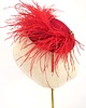 kapelusze damskie MABEL czerwony toczek z filcu z piórami 4