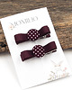 ozdoby do włosów dla dzieci Spinki do włosów  z guziczkiem w kropki Dottie Burgundy 1
