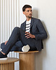 spodnie męskie Spodnie do zestawu lumarzo granatowy slim fit 4