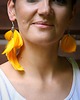kolczyki z piórami Żółte asymetryczne pióra boho, srebro 3