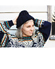 czapki damskie Granatowa  czapka beanie z wełną 1