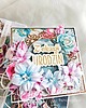 kartki scrapbooking Exploding box na urodziny niebiesko-różowy 3