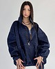 bluza bez kaptura damska Bluza jeansowa loosezip oversize denim dark blue 6