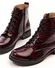 botki damskie Botki skórzane - suwak + sznurówki - kolor bordowy   (6386) 2