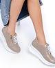 sneakersy damskie Sneakersy skórzane - sznurowane + suwak   (7115) 4