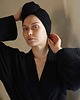 dodatki - łazienka - różne Muślinowy turban na włosy czarny 1