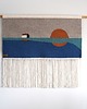 Ozdoby na ścianę Ręcznie tkany kilim  - wełniana makatka -  REFLEKSJA w niebieskim 1