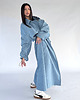 płaszcze damskie Trencz maxi oversize denim light blue 4