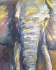 obrazy Obraz olejny ręcznie malowany 34x67 "Słoń" + rama drewniana 3