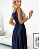 sukienki maxi damskie 299-12 CHIARA elegancka maxi satynowa suknia na ramiączkach - granatowa 4