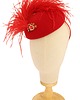 kapelusze damskie MABEL czerwony toczek z filcu z piórami 2