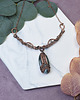 kolie Miedziany naszyjnik wire wrapping z agatem mszystym #494 2
