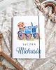 notatniki i albumy TECZKA MIŚ W TRAKTORZE z imieniem, prezent na roczek, narodziny, Chrzest 2