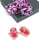 kolczyki soutache Czerwono-beżowe kolczyki sutasz - kolekcja Flora 2