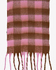 szale damskie Szal w kratę beżowo-różową z frędzlami 40x190 cm 1