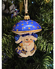 bombki Ręcznie malowana szklana bombka niebieski Mikołaj z grzybowym kapeluszem 7