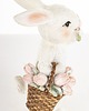ozdoby wielkanocne Figurka - biały królik 11x6,5x6,5 cm z koszykiem różowych tulipanów 4