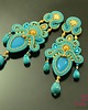 kolczyki soutache Turkusowo złote kandelabrowe kolczyki sutasz 3