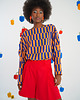 bluzki z długim rękawem damskie Bluzka Vibrant Stripes orange/blue 1