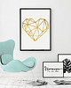 plakaty Plakat Geometryczne Serce, Złoty Druk 1