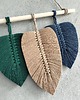 makramy Makrama Liście Zieleń Beż Granat Ozdoba Ścienna Boho 40 cm 4