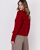 swetry damskie  Sweter w warkoczowy wzór - SWE316 czerwony MKM 2