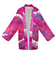 szlafroki damskie Aksamitne KIMONO domowe/ narzutka, autorski print  CHMURY różowe niebo 3