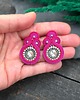kolczyki soutache Kolczyki sutasz sztyfty małe srebrno różowe z kryształkami Gracia 2