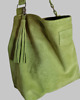 torby na ramię Zamszowa Shopper Bag pistacjowa. Duża torebka na ramię skóra zamszowa 3