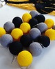 dekoracje świetlne Lampki Cotton Balls 20 led czarno-żółte, świecące kule na baterie 1