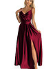sukienki maxi damskie 299-13 CHIARA elegancka maxi satynowa suknia na ramiączkach - bordowa 4