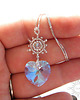 wisiory Serce Crystal Blue AB, wisiorek z kryształami 3