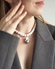 Biżuteria ślubna Choker z onyksa białego i dużej szarej perły barokowej - FULL 6
