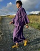 komplety damskie Żakardowy komplet Purple - kimono i kuloty 3