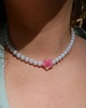 chokery Niebieski naszyjnik choker z koralików różowa gwiazda 1