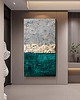 obrazy Obraz artystyczny 80x160cm w kolorach turkus złoto brudna biel 1